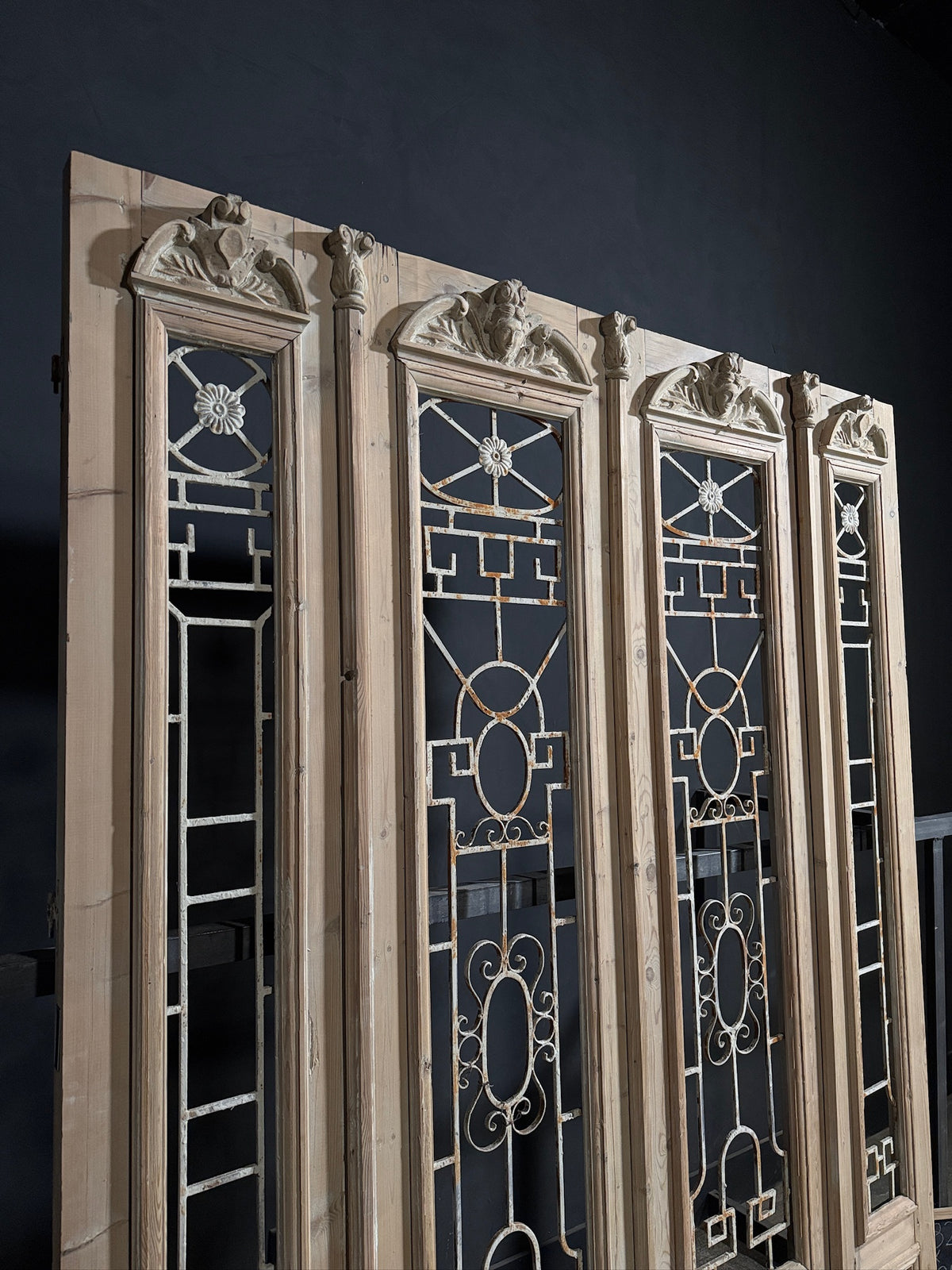 Antique Carved Iron French Doors - 82.25x104.5 - N709