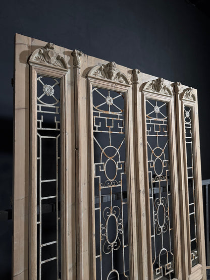 Antique Carved Iron French Doors - 82.25x104.5 - N709