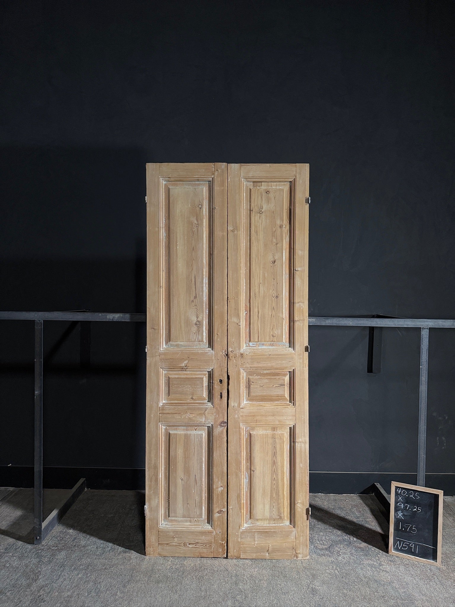 Antique 3 Panel Solid Double Doors - 40.25x97.25 - N591