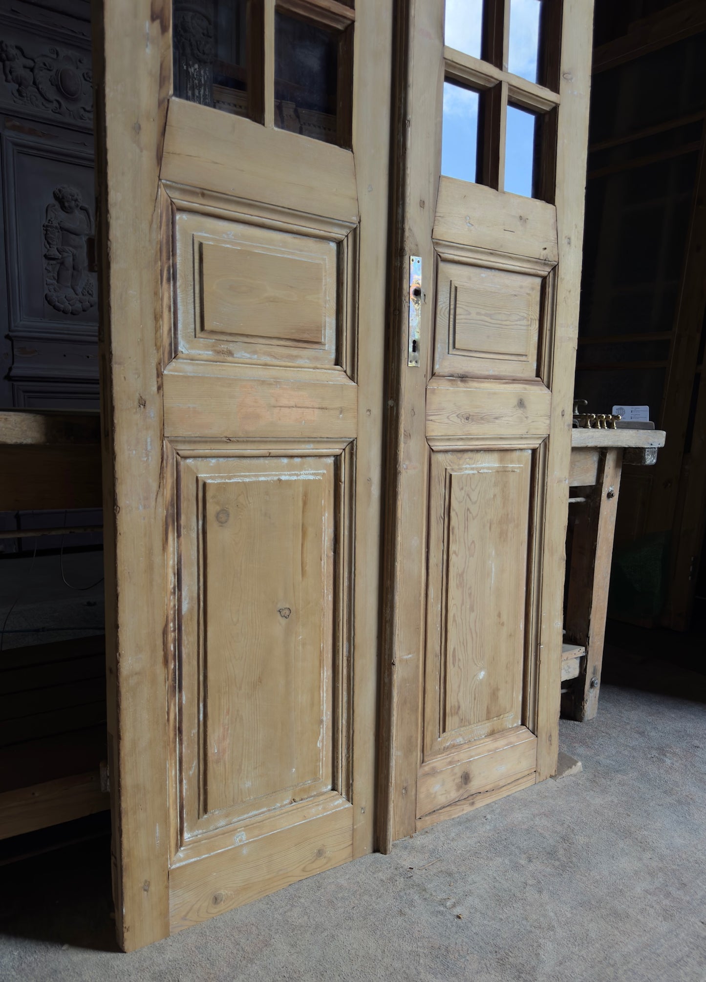 Antique Glass 9 Lite French Doors - 39.5x93 - L687