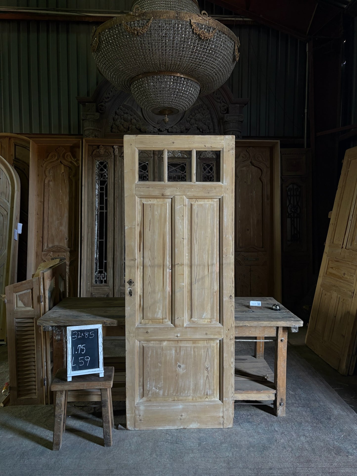 19th Century European Antique Glass Single Door - 32x85 - L59