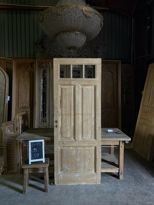 19th Century European Antique Glass Single Door - 32x85 - L59