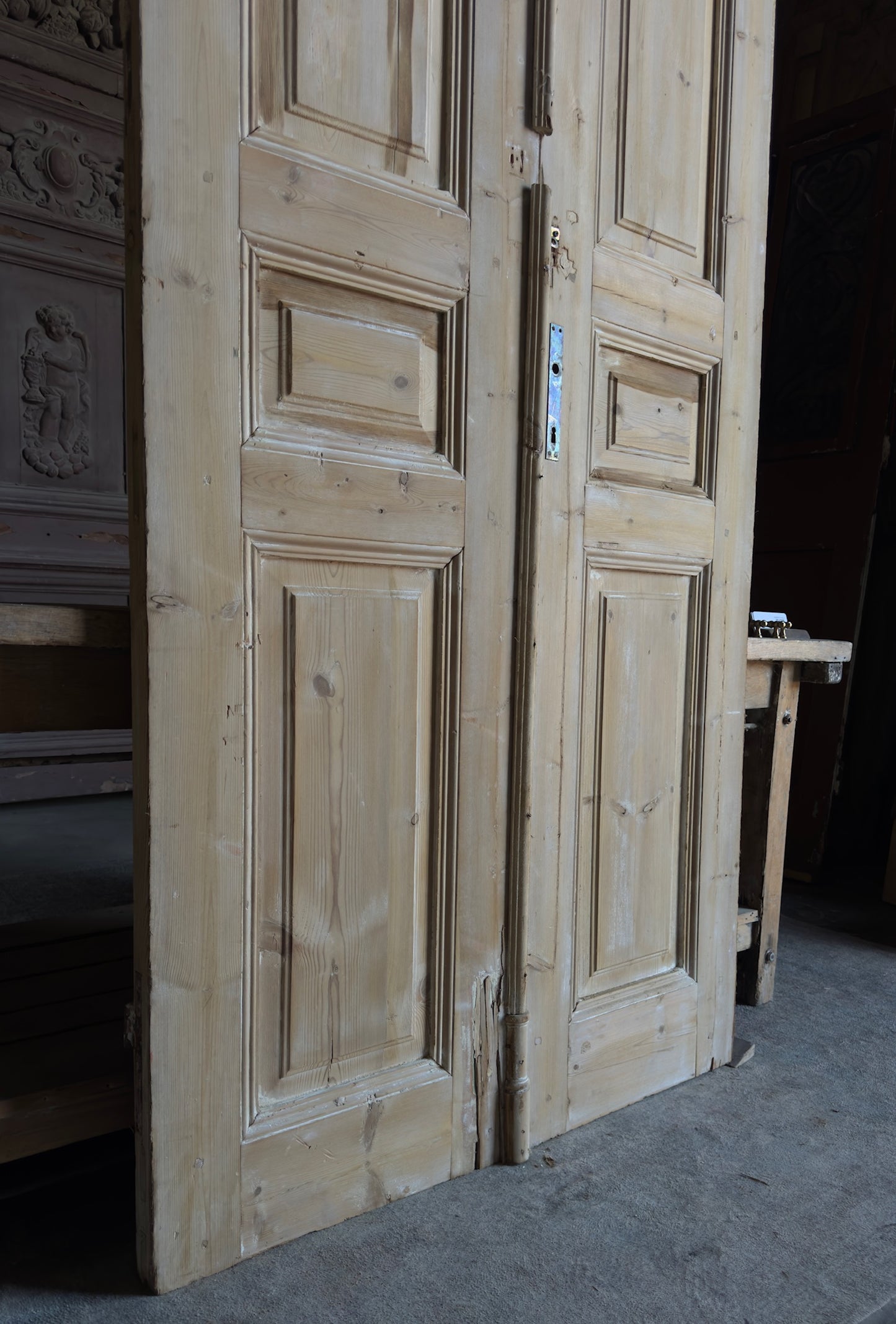 3 Panel Antique Solid French Doors - 43.5x99.5 - L323