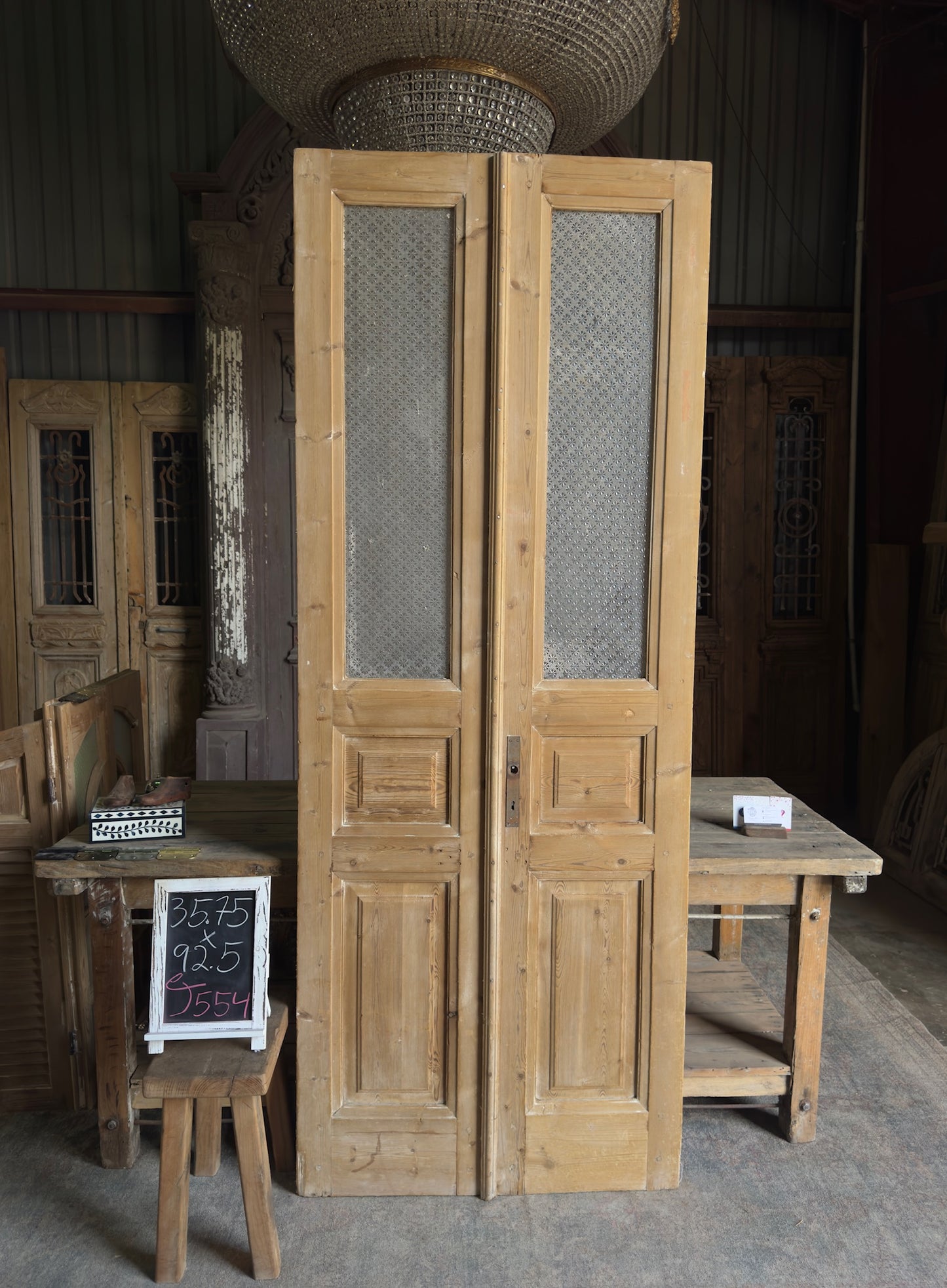 Glass Antique French Doors - 35.75x92.5 J554