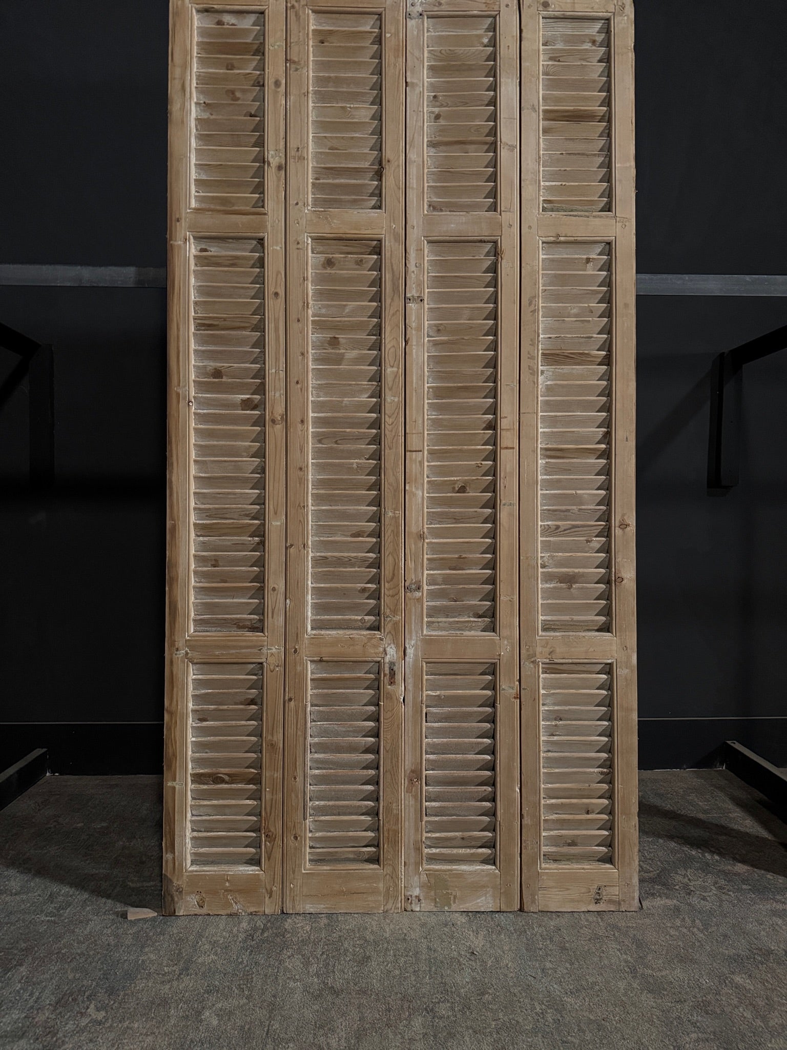 Antique Louvered 3 Panel Bi-Fold Doors - 43.75x86 - N296