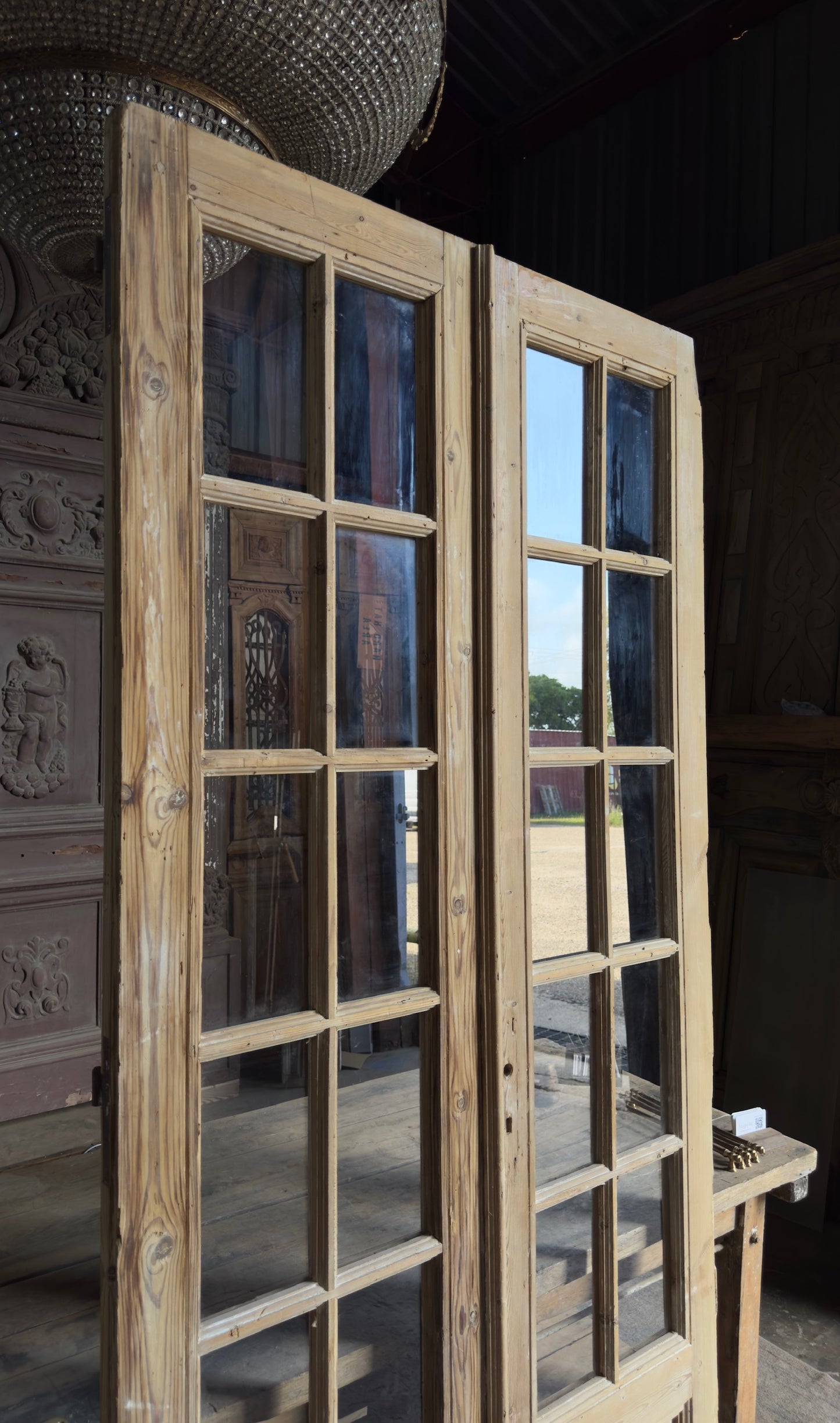 Antique Glass 10 Lite French Doors - 43.5x92 - L588