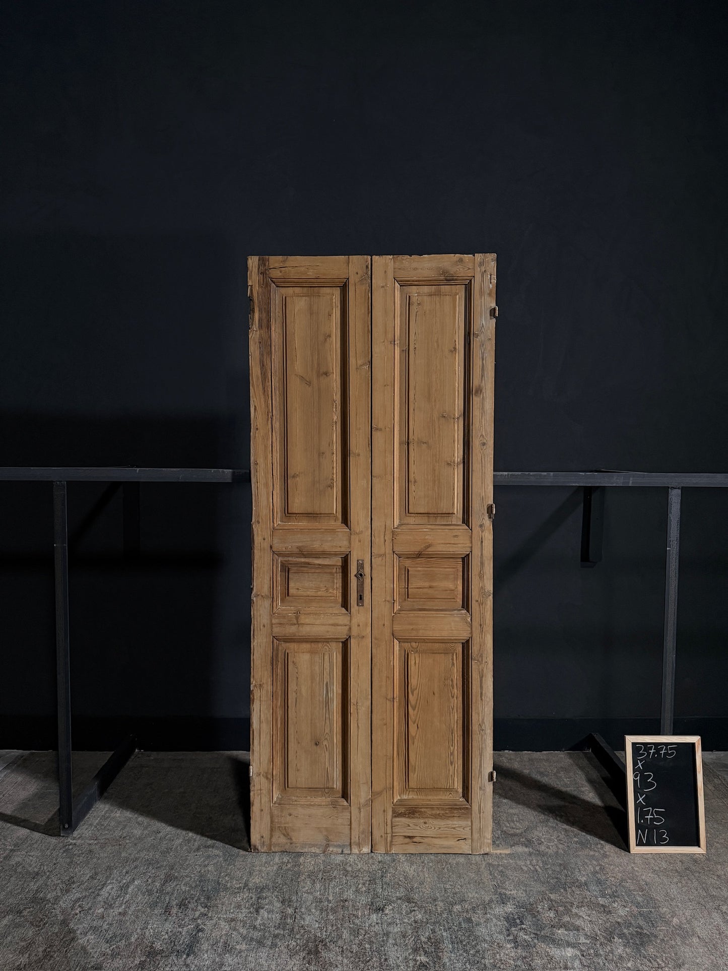 Antique Iron 3 Panel Double Doors - 37.75x93 - N13