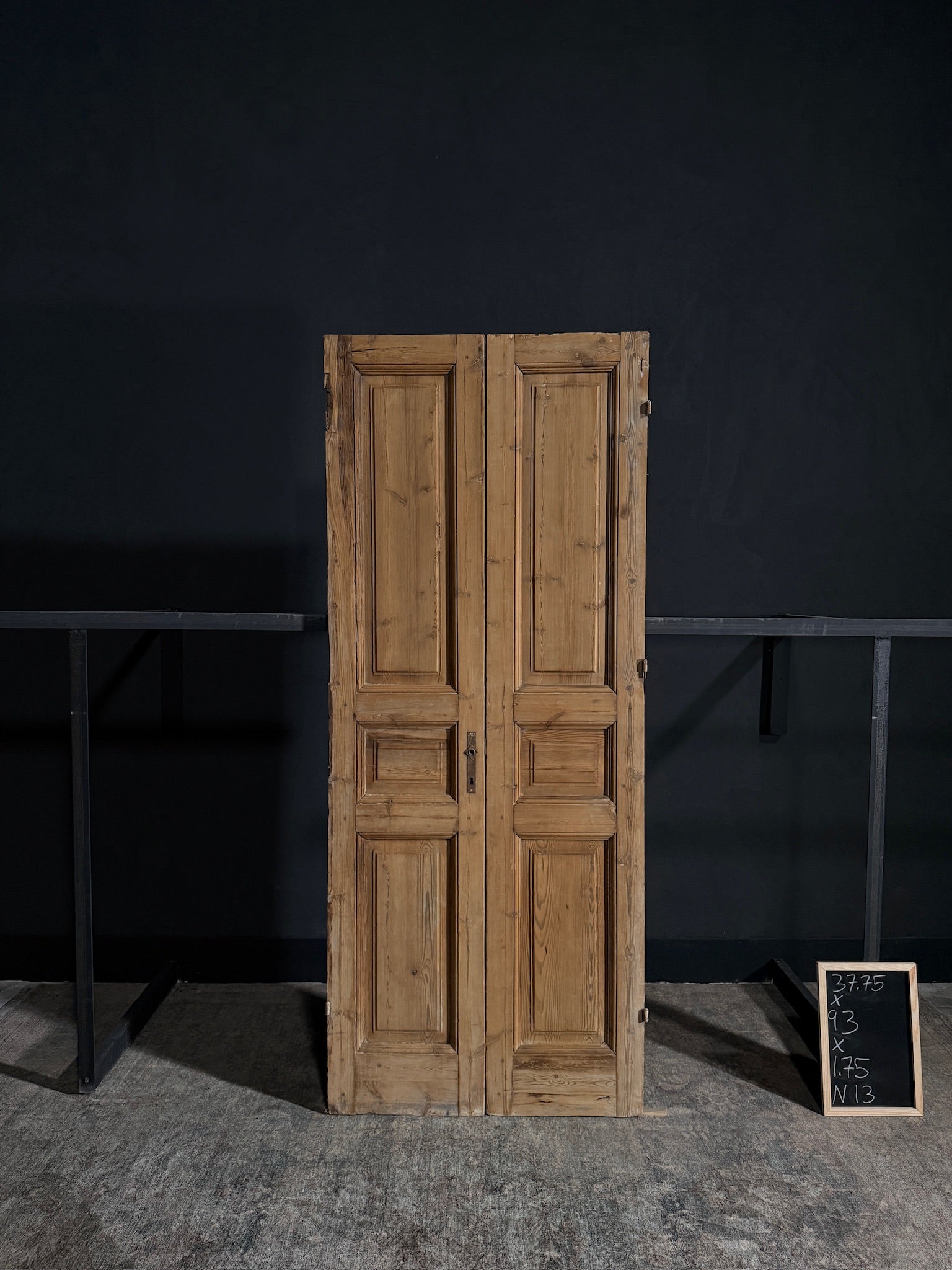 Antique Iron 3 Panel Double Doors - 37.75x93 - N13