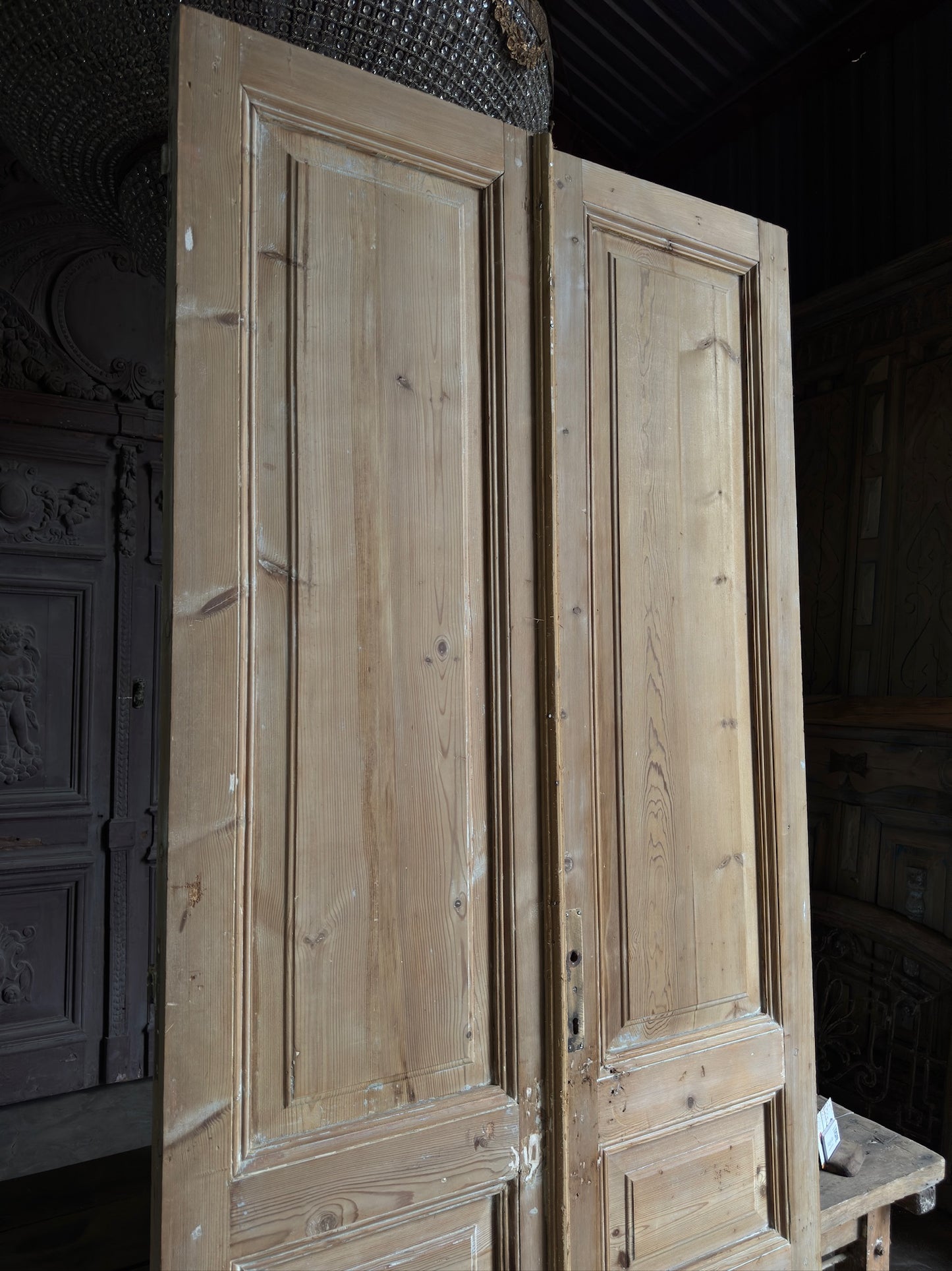3 Panel Antique Solid French Doors - 42.75x100 K58