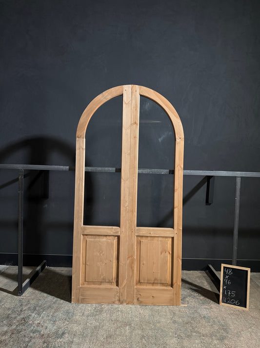 Handcrafted 2 Panel Arched Glass Double Doors - 48x96 - N206