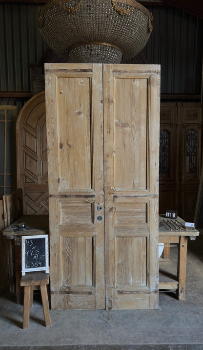 3 Panel Antique Solid French Doors - 43x94.5 - L384