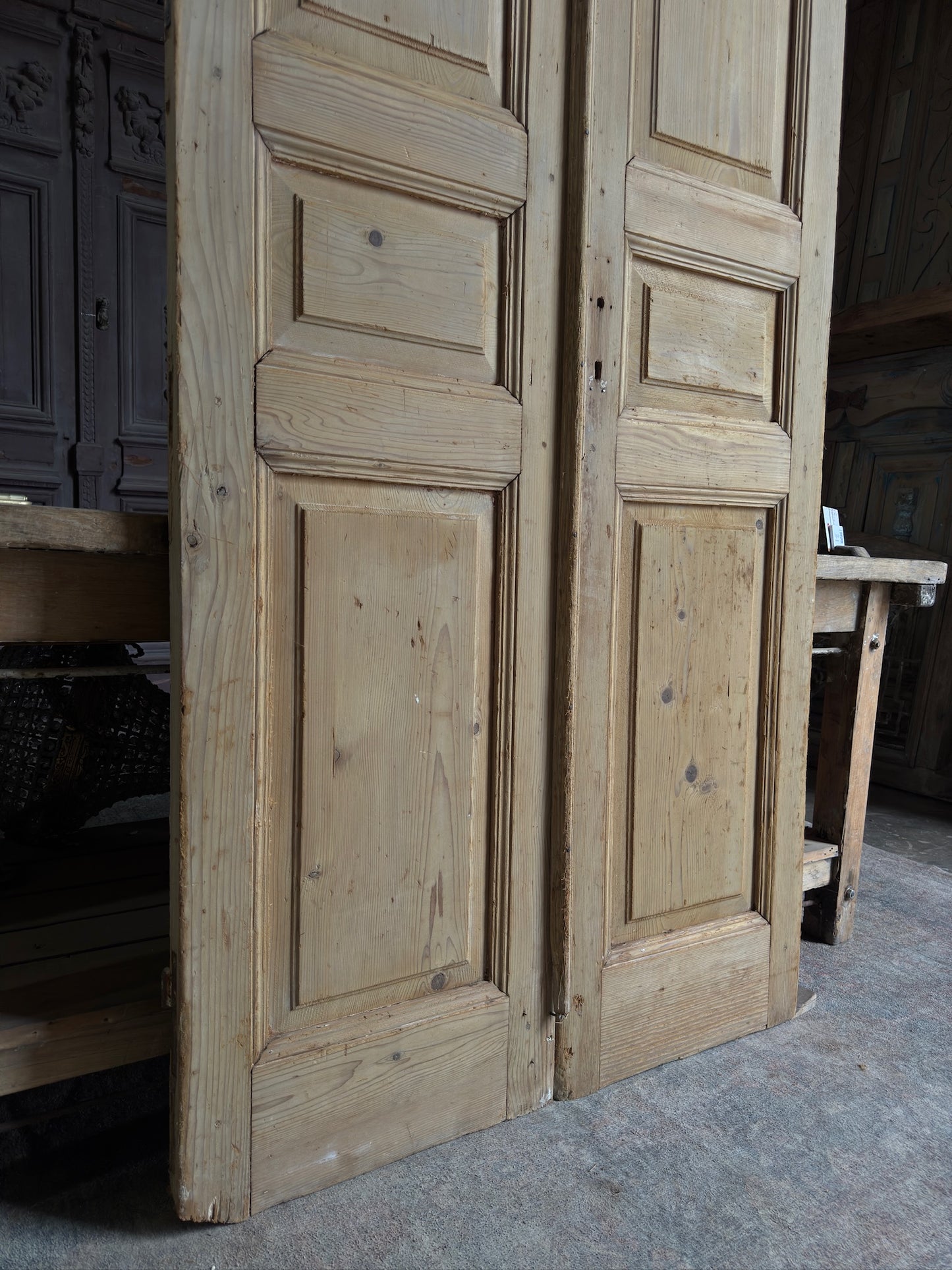 3 Panel Antique Solid French Doors - 40x97 K62