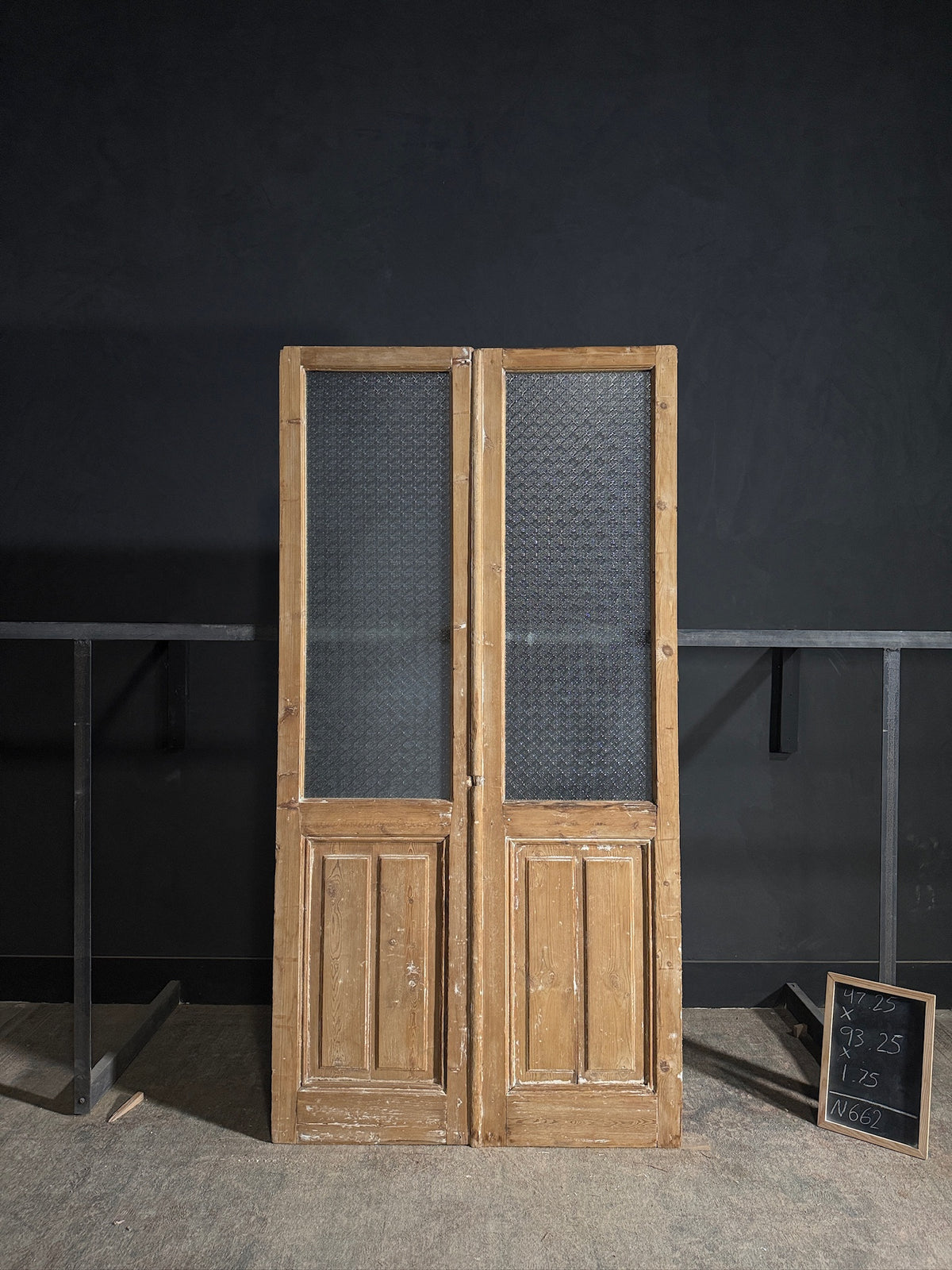 Antique Obscured Glass 1 Lite French Doors - 47.25x93.25 - N662