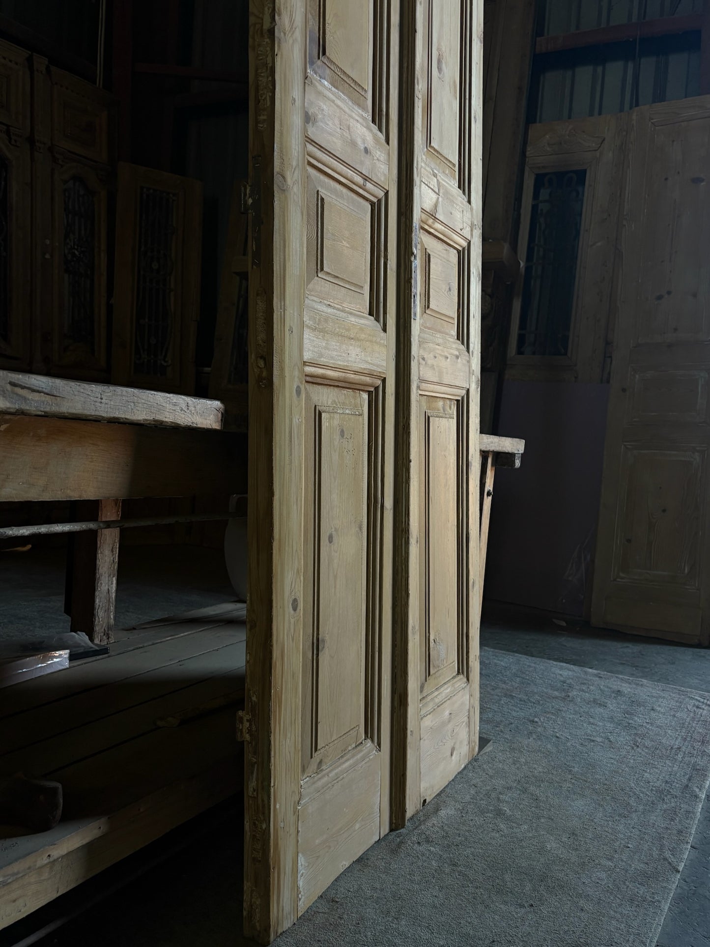 3 Panel Antique Solid French Doors - 35.25x93.75 - L103