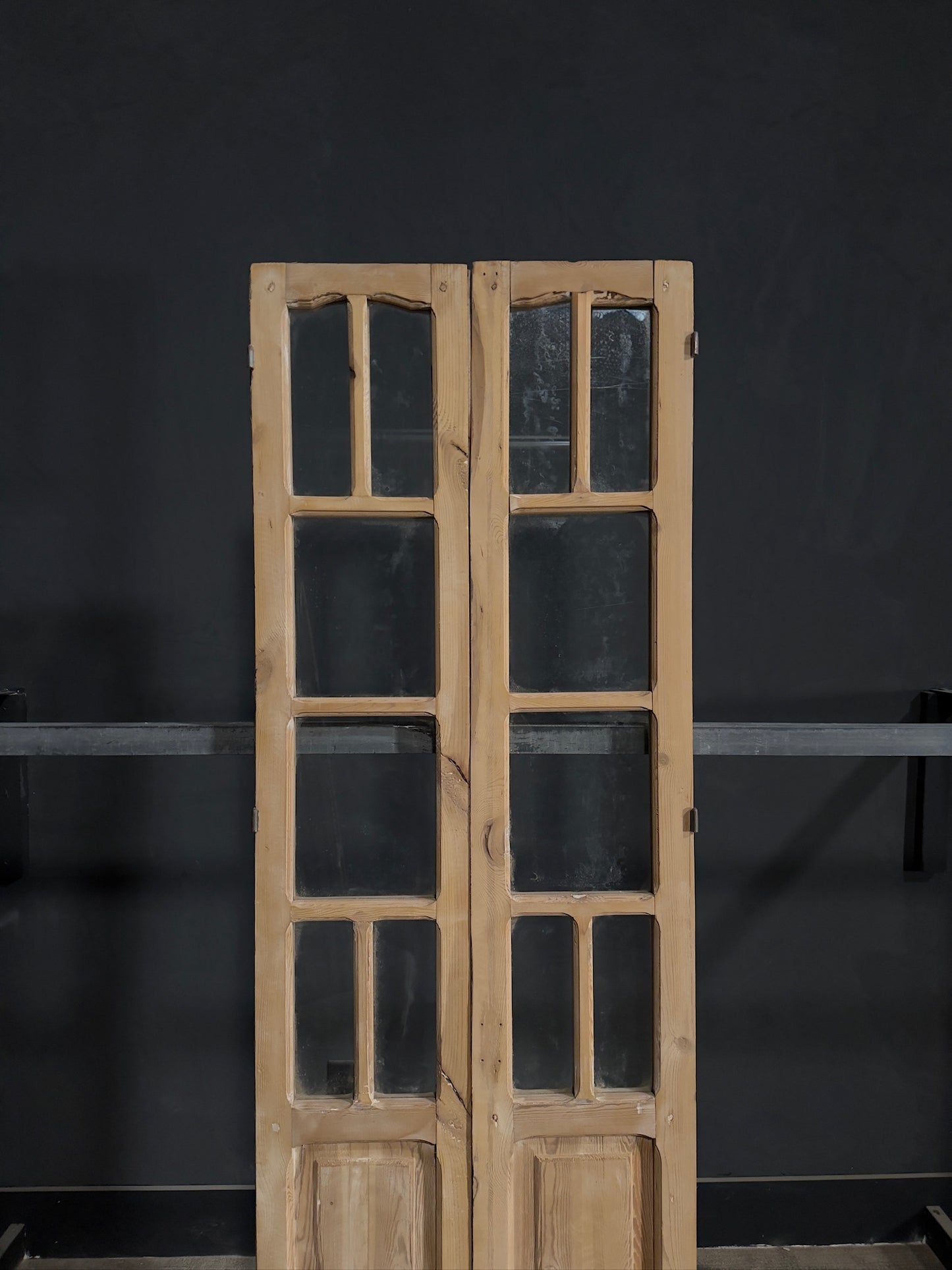 Antique Glass 5 Lite Arched French Doors - 29x90.25 - N317