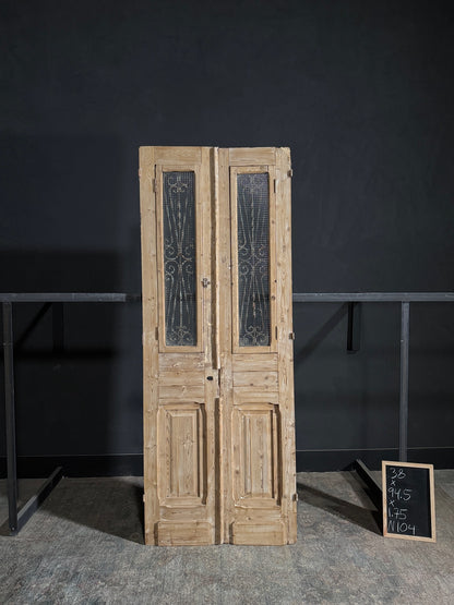 Antique Iron French Doors - 38x94.5 - N104
