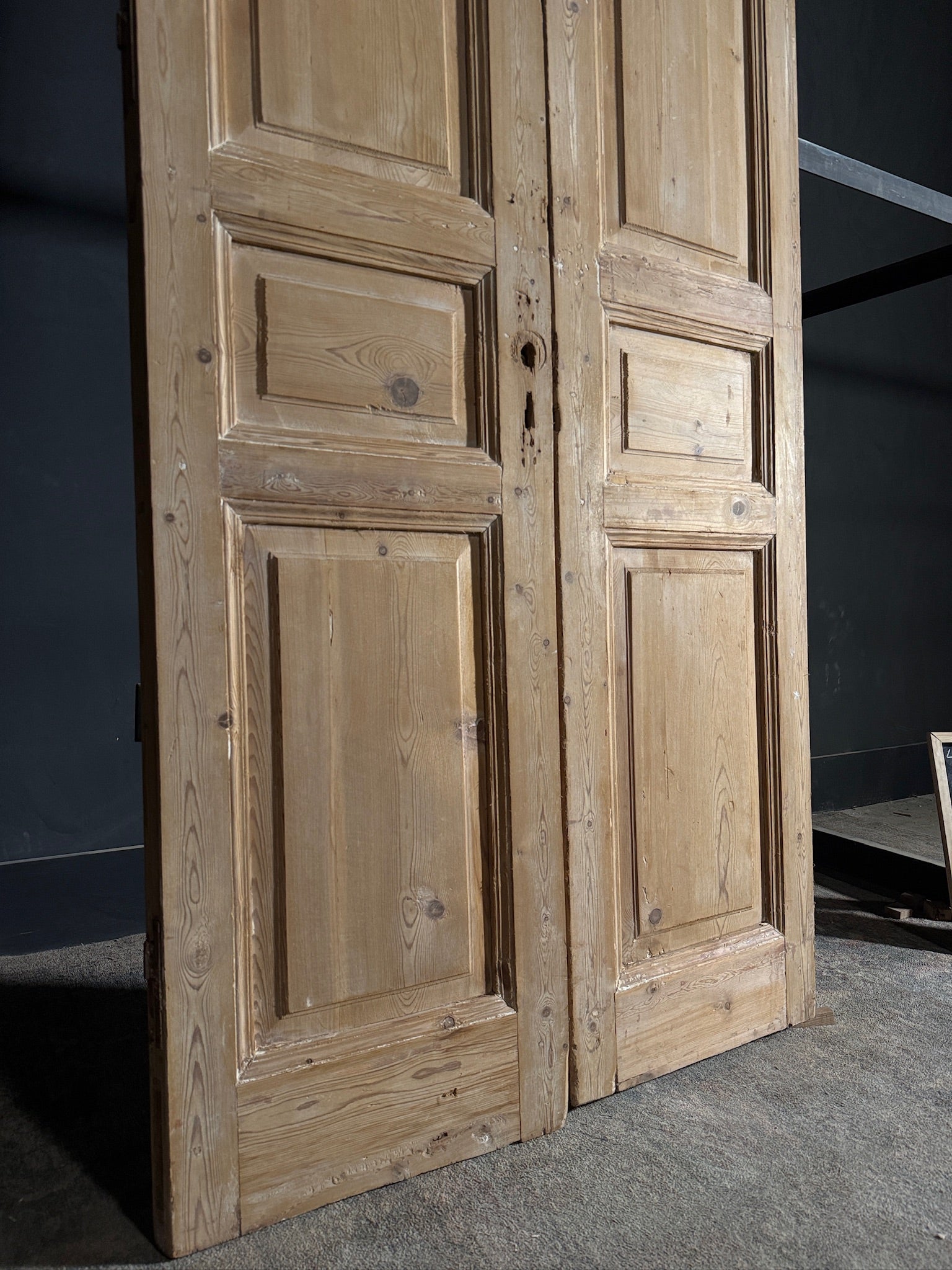Antique 3 Panel Solid Double Doors - 41.75x97 - N594