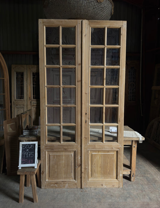 Grand Antique Glass French Doors - 50.25x99.75 J513