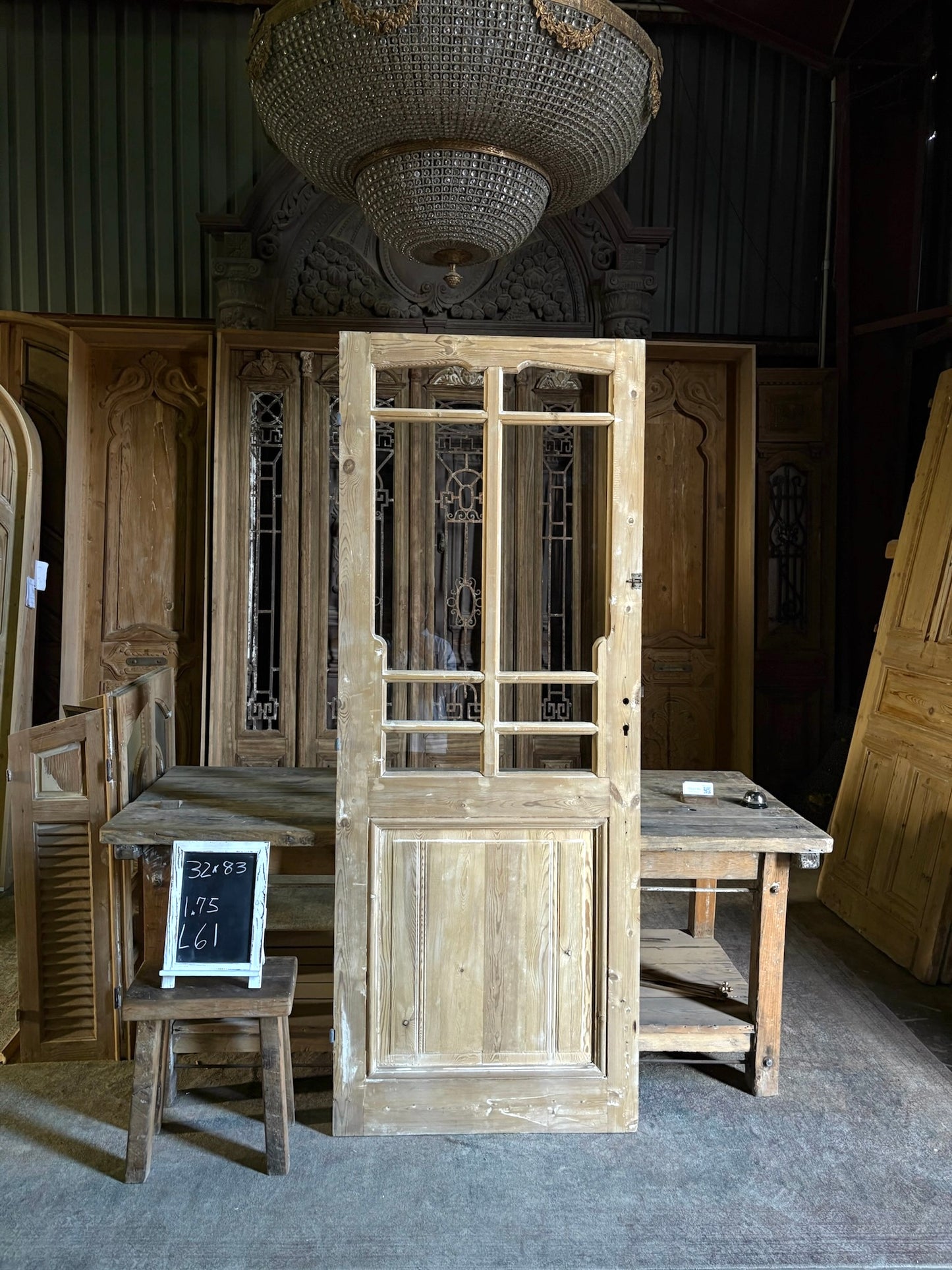 European Antique Glass Single Door - 32x83 - L61