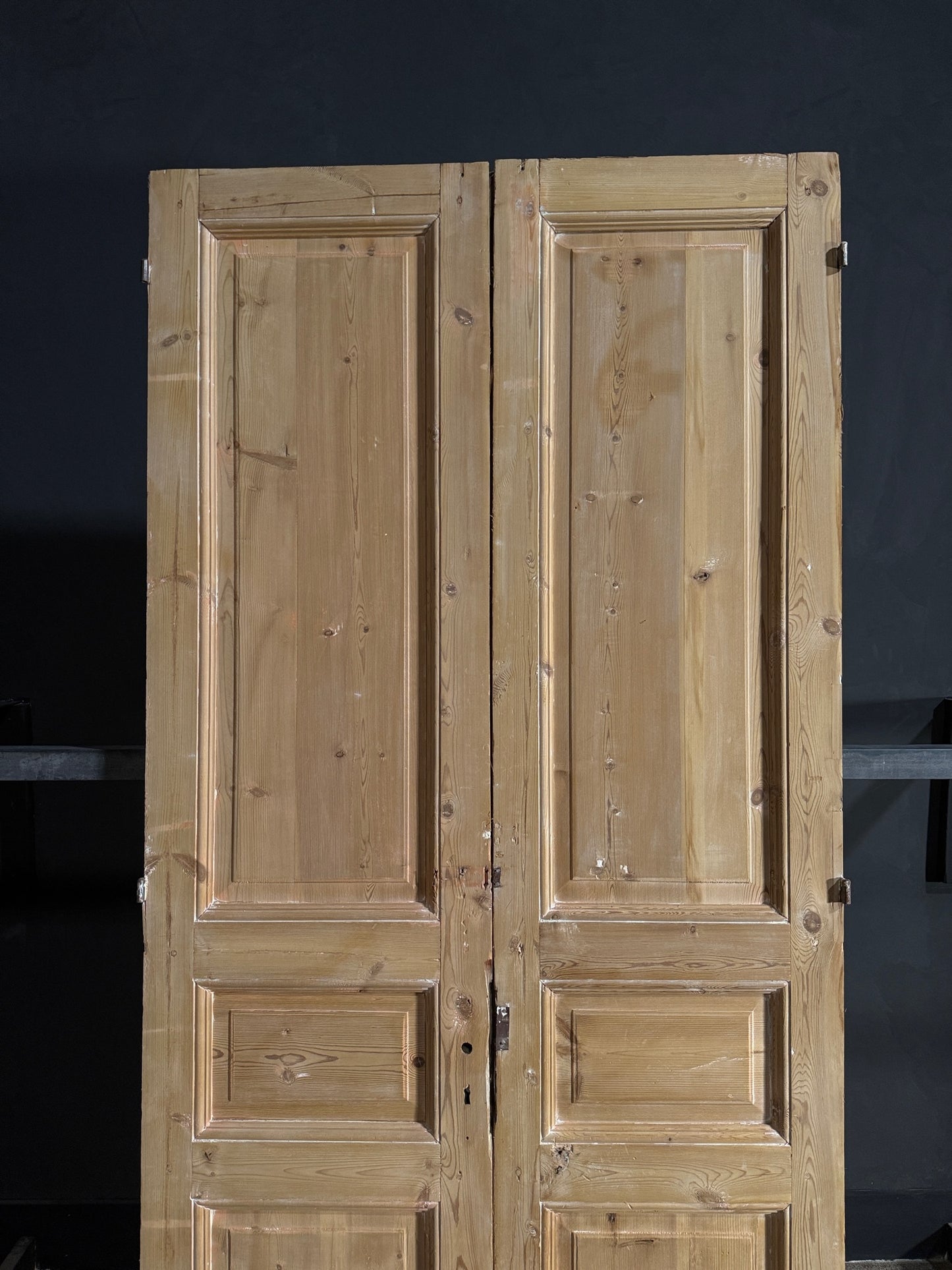 Antique 3 Panel Solid Double Doors - 43.5x97.25 - N629