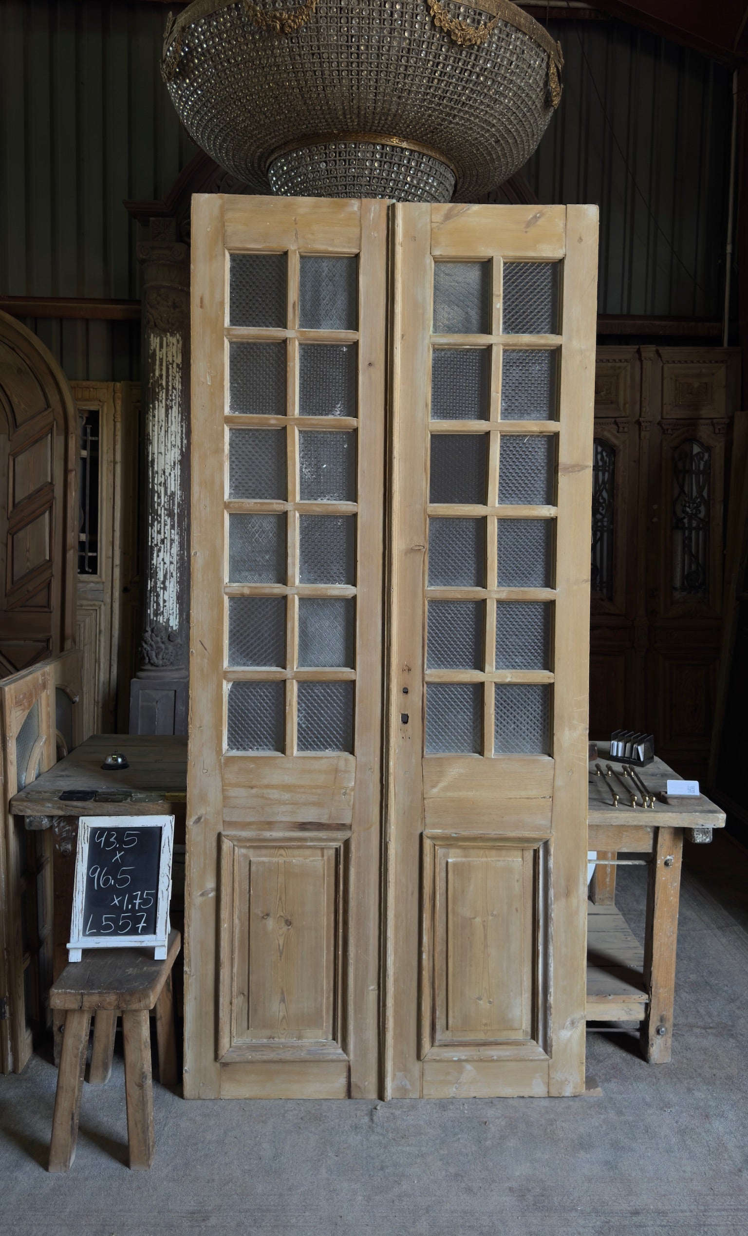 Antique Obscured Glass 20 Lite French Doors - 43.5x96.5 - L557