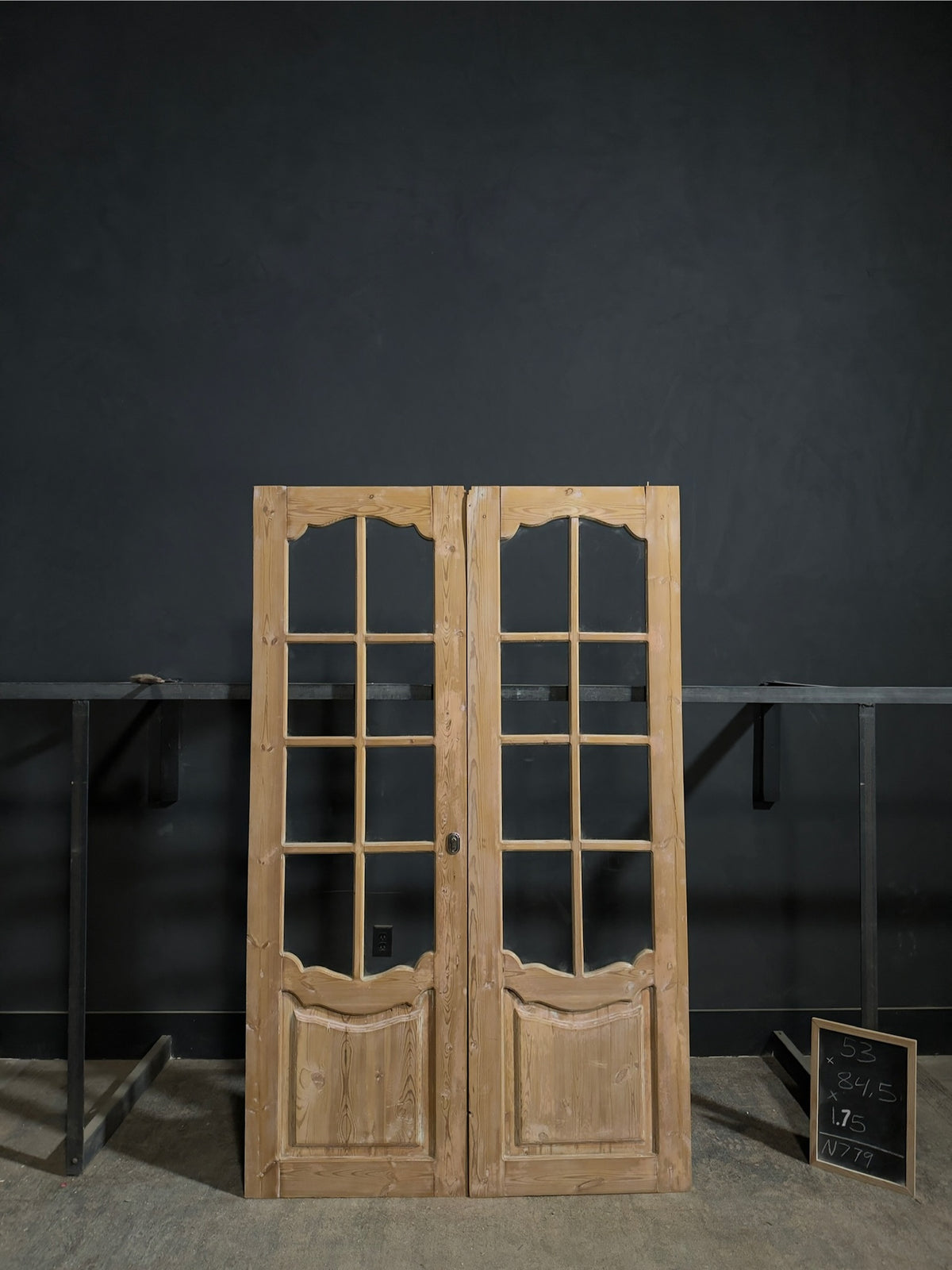 Antique Raised Panel Glass French Doors - 53x84.5 - N779