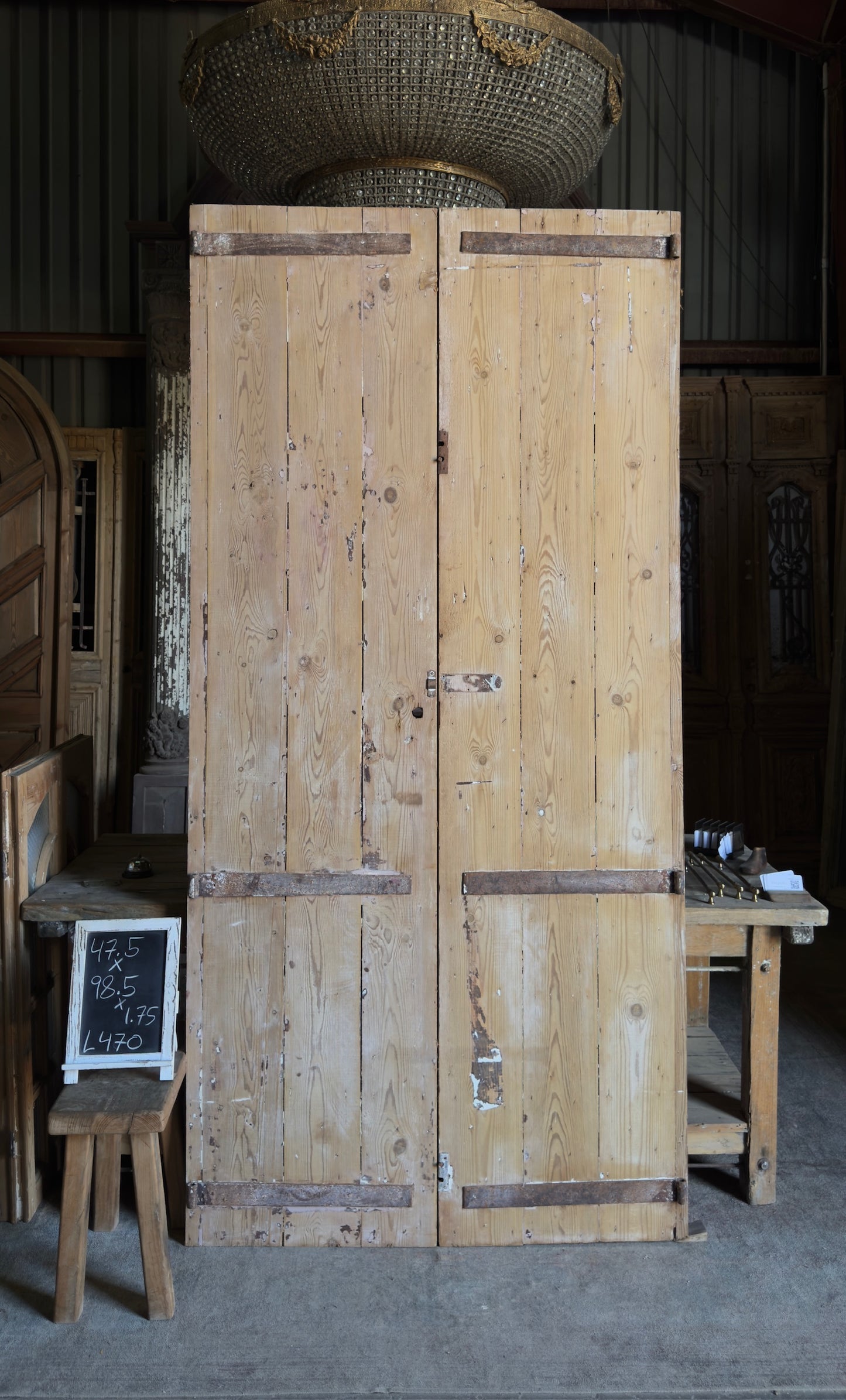 Antique Moroccan Paneled Solid Doors - 47.5x98.5 - L470