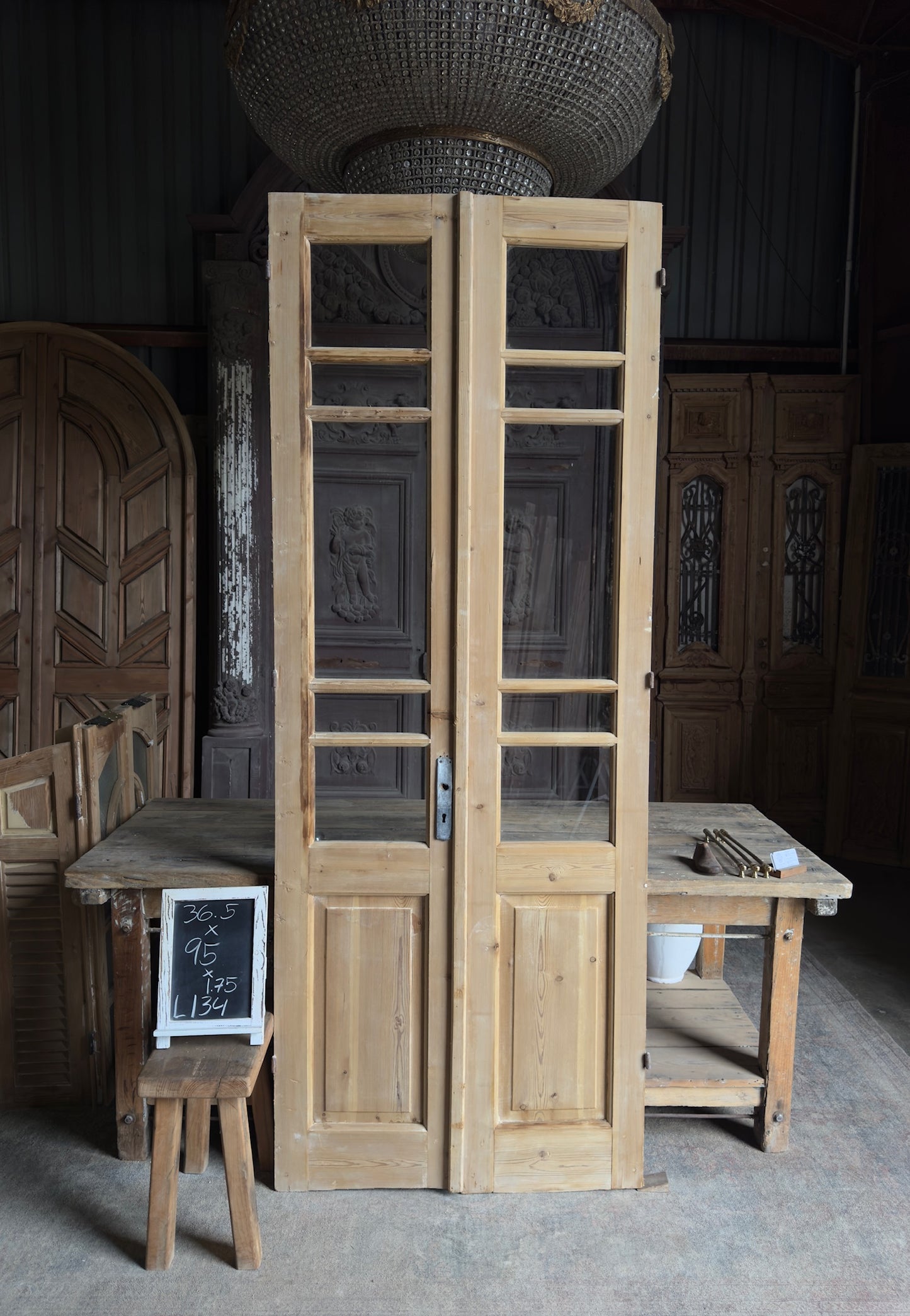 Glass Antique French Doors - 36.5x95 - L134