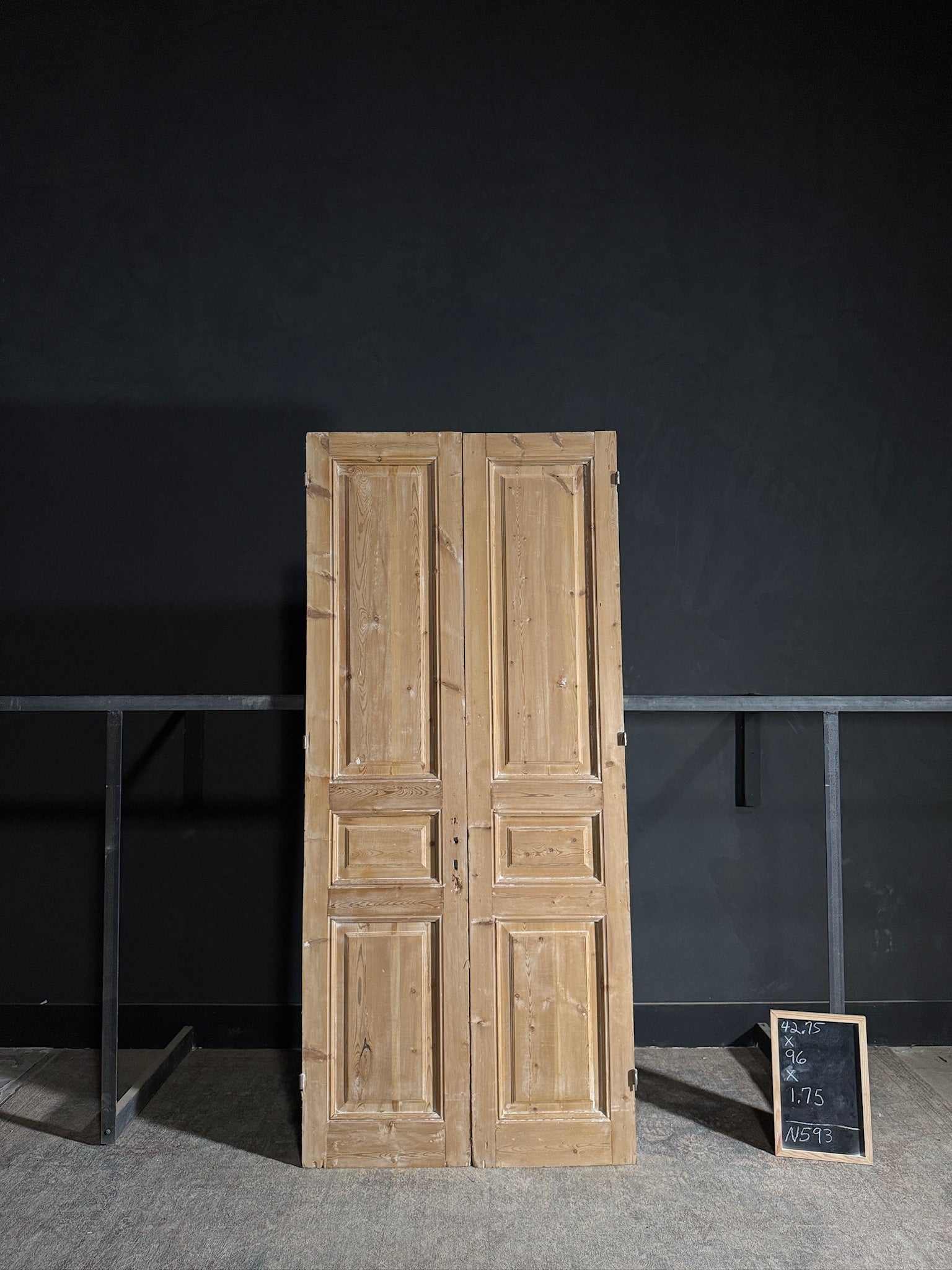 Antique 3 Panel Solid Double Doors - 42.75x96 - N593