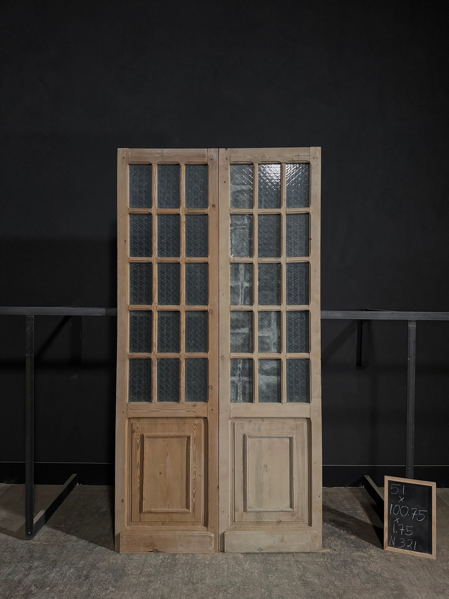 Antique Obscured Glass 15 Lite French Doors - 51x100.75 - N321