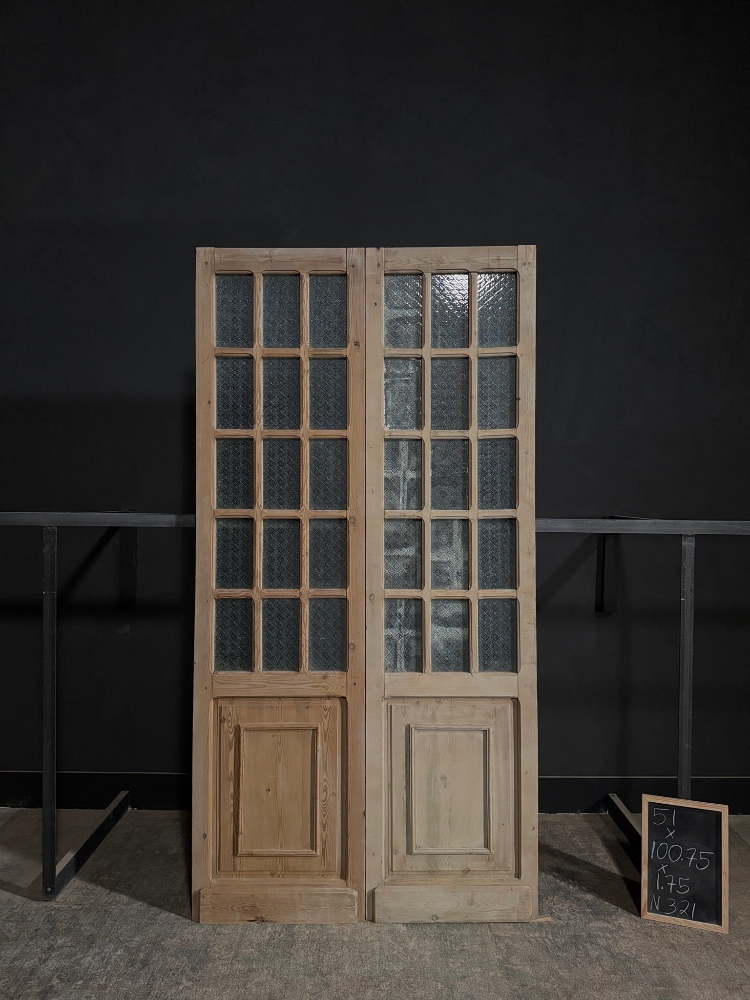 Antique Obscured Glass 15 Lite French Doors - 51x100.75 - N321