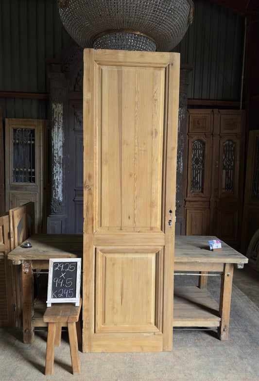 2 Panel Single Solid Antique Door With Mirror - 29.25x94.5 K245