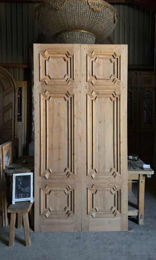(Xavier) Handcrafted Solid Wood French Doors - 48x96 L503