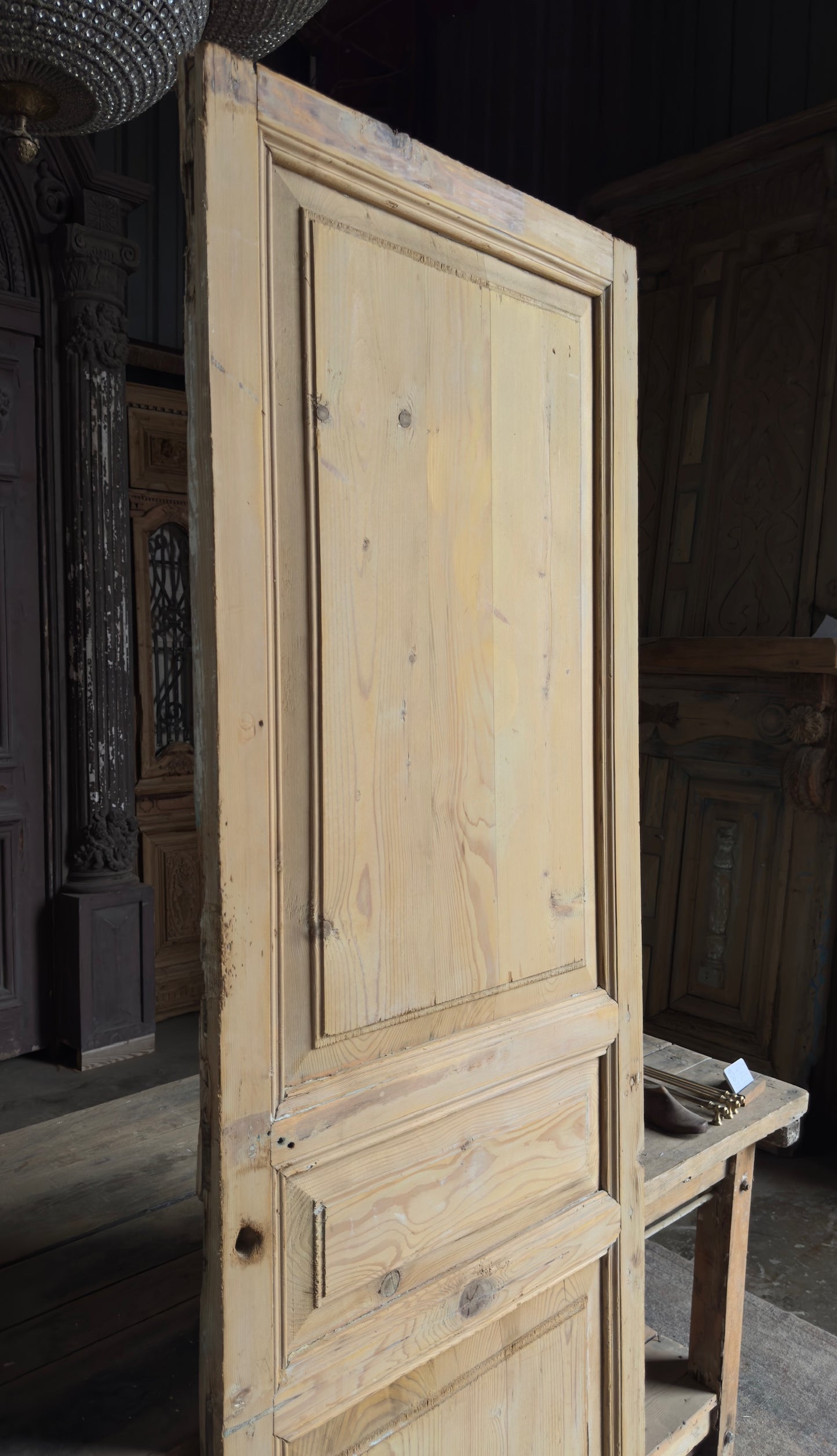 3 Panel Single Solid Antique Door - 29.5x86.5 - L171