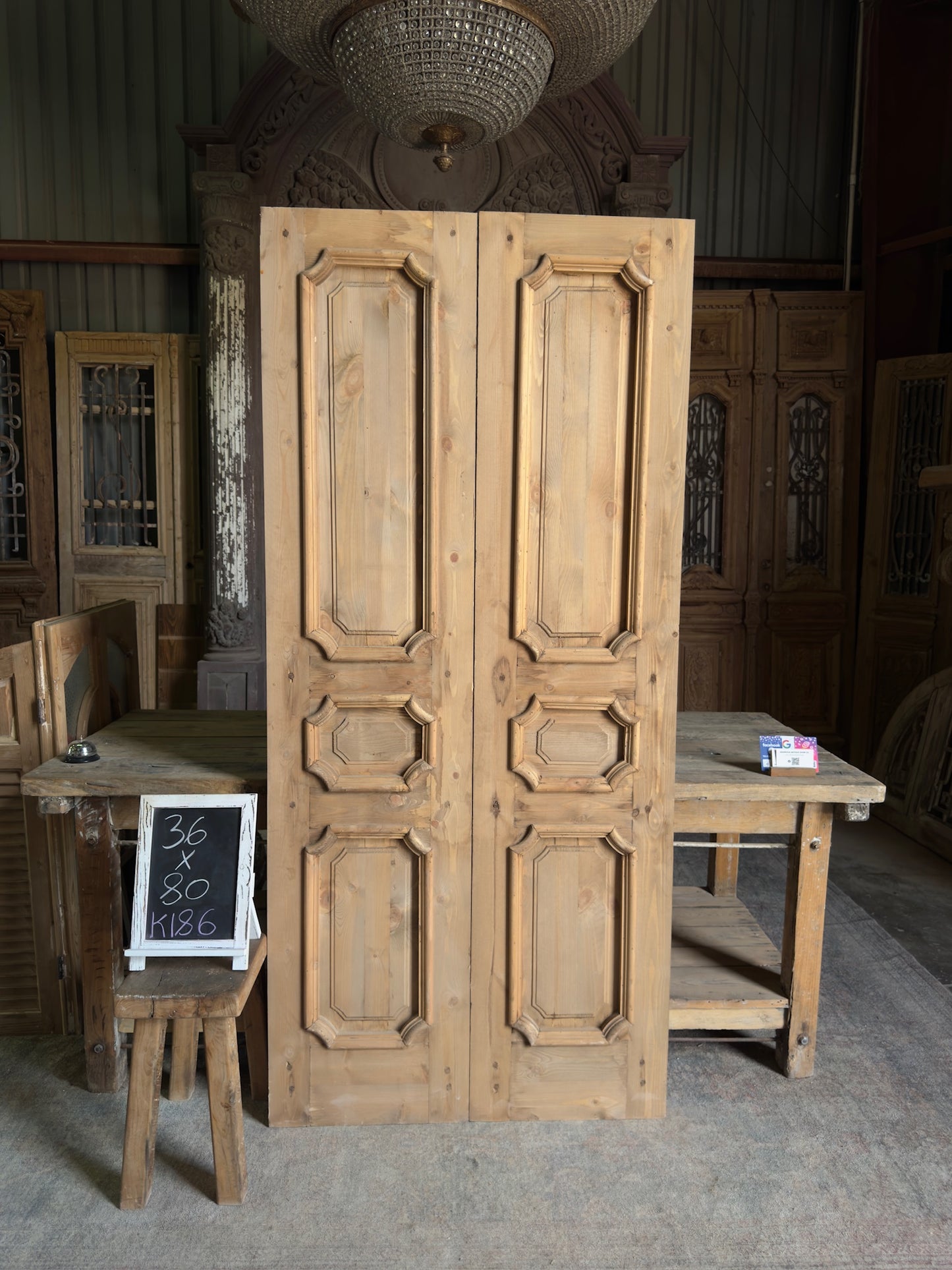 (Genevieve) Handcrafted Solid Wood French Doors - 36x80 K186