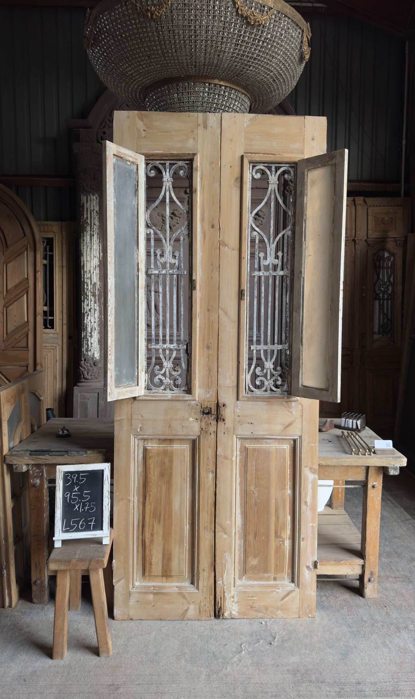 Antique Iron French Doors - 39.5x95.5 - L567