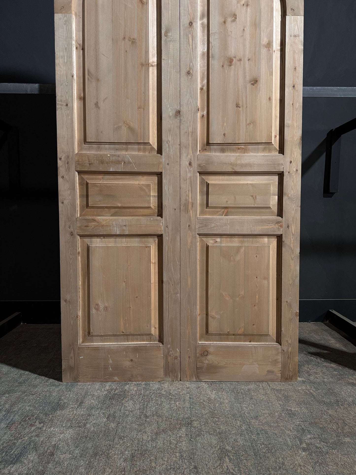 Handcrafted 3 Panel Arched Double Doors - 48x96 - N191