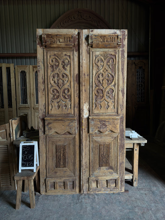 Egyptian Hand Carved Antique Solid Doors - 50x93.75 J108