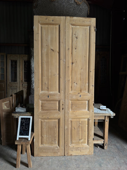 3 Panel Antique Solid French Doors - 44.5x101.5 J423