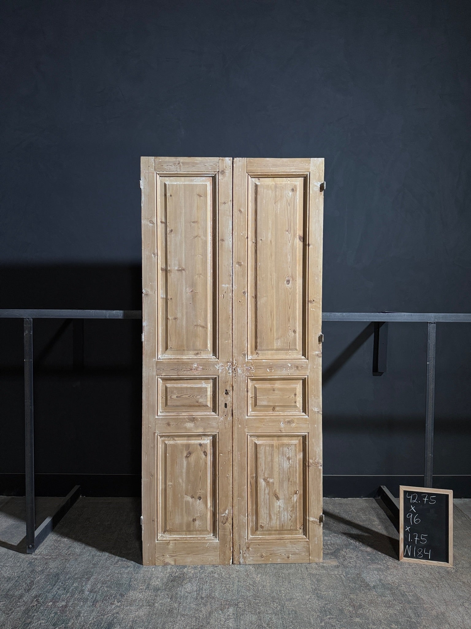 Antique 3 Panel Solid Double Doors - 42.75x96 - N184