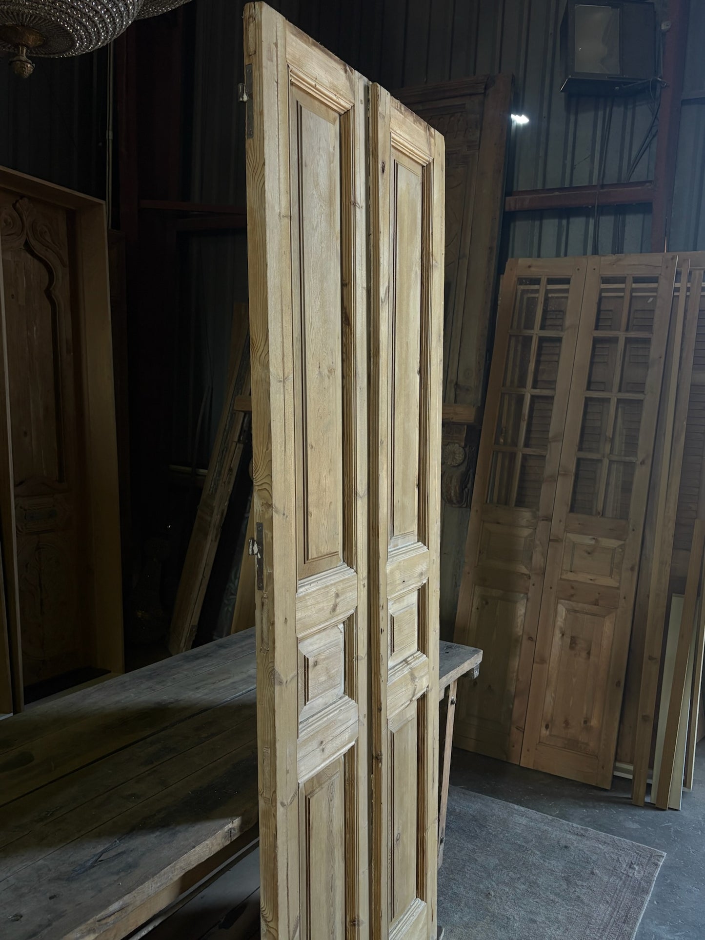 3 Panel Antique Solid French Doors - 34.25x94.5 - L83