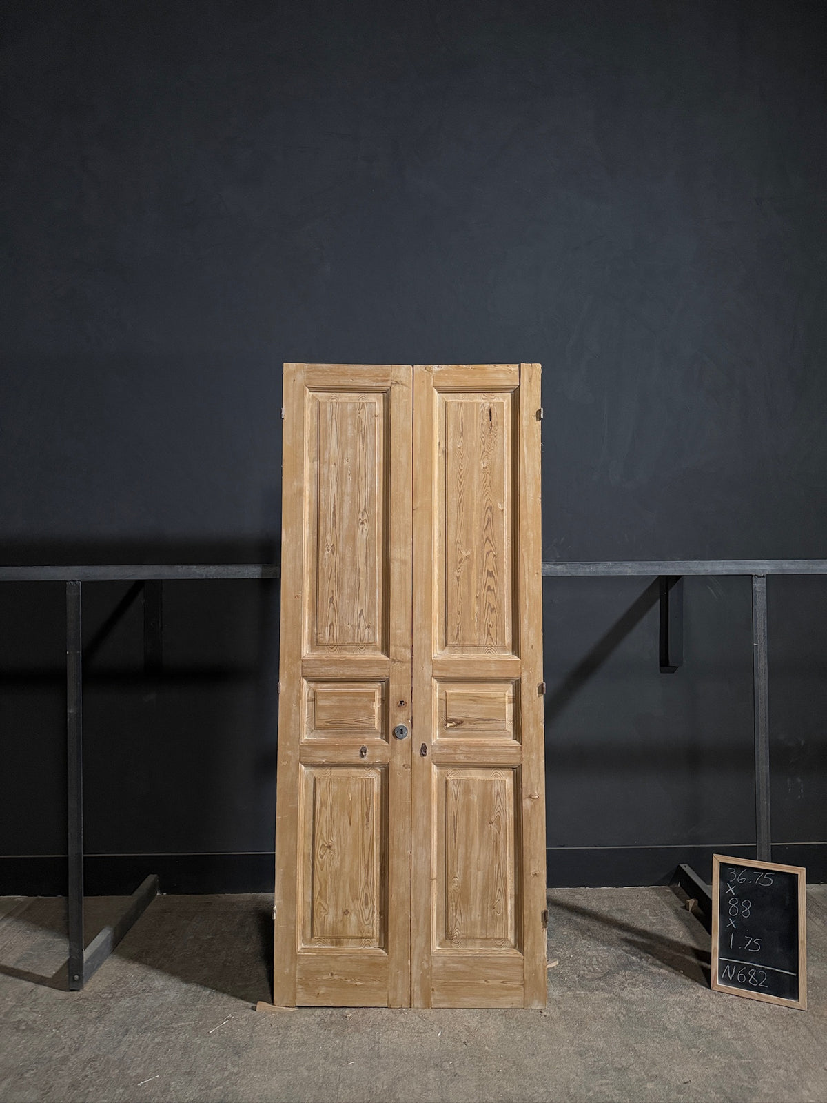 Antique 3 Panel Solid Double Doors - 36.75x88 - N682