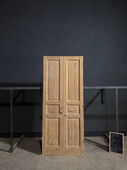 Antique 3 Panel Solid Double Doors - 36.75x88 - N682