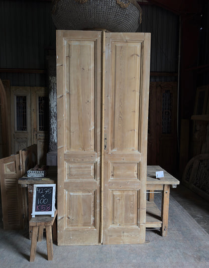 3 Panel Antique Solid French Doors - 42.75x100 K58