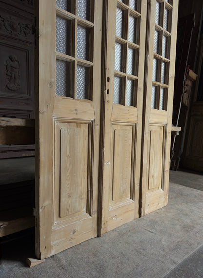 3 Panel Tri-Fold Antique Glass Doors - 54x93.5 - L425