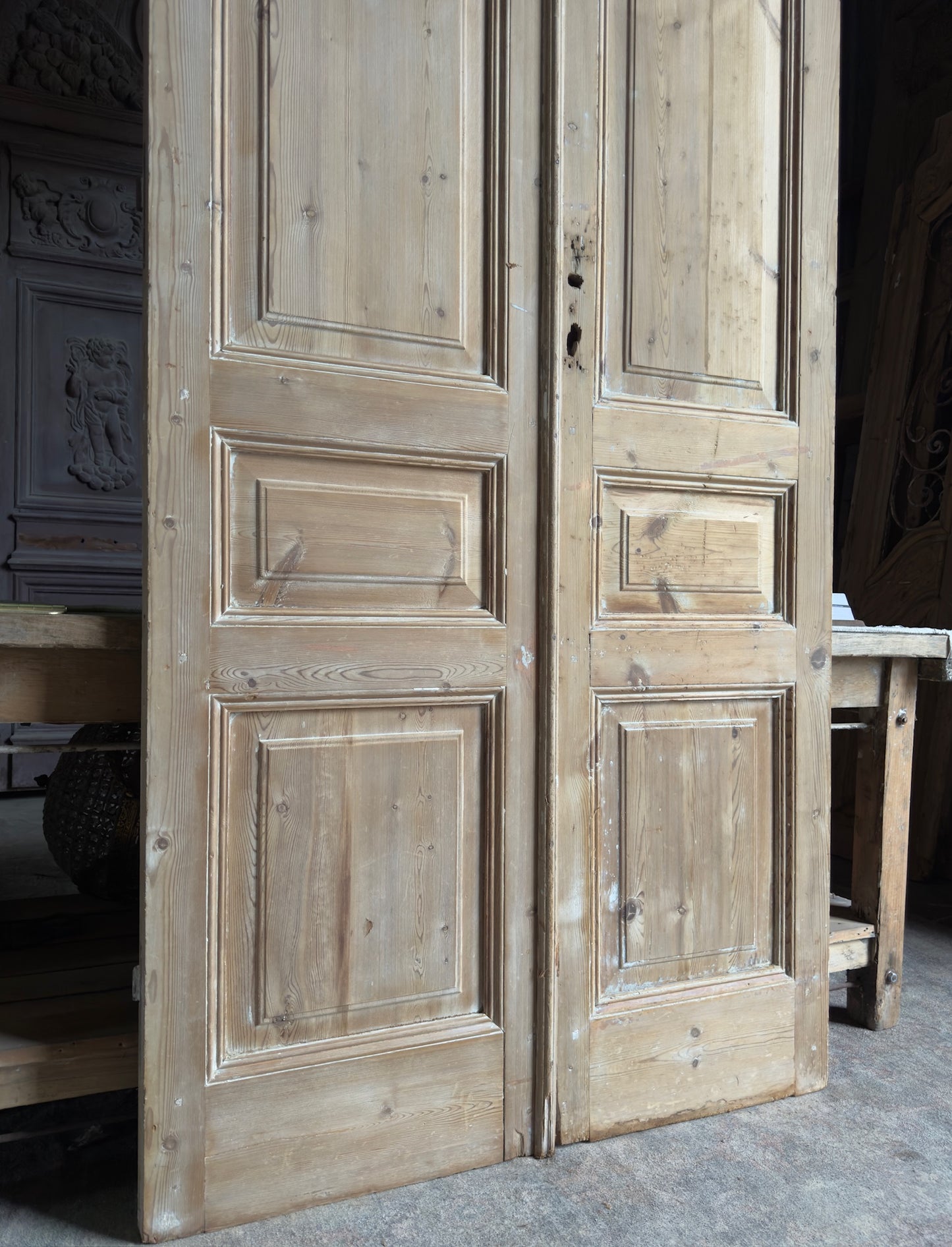 3 Panel Antique Solid French Doors - 44x100 J430