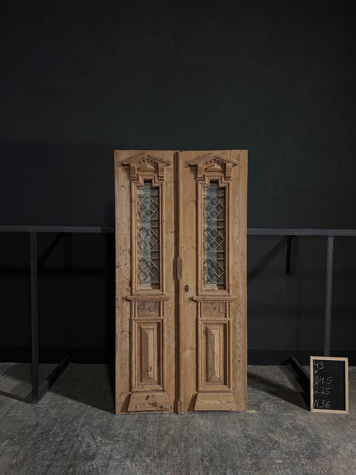 Antique Carved Iron French Doors - 43x89.5 - N36