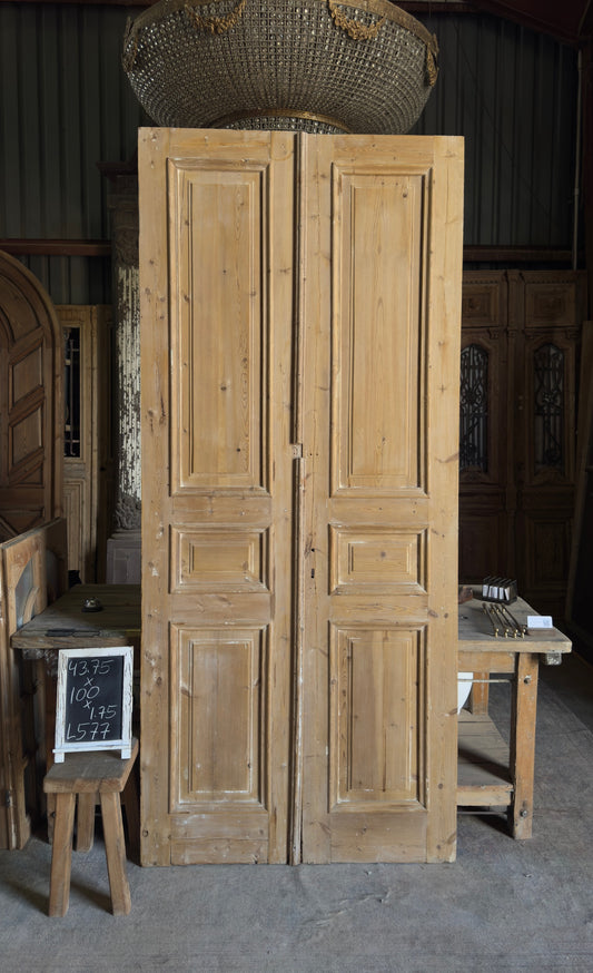 Antique 6 Panel Double Doors - 43.75x100 - L577