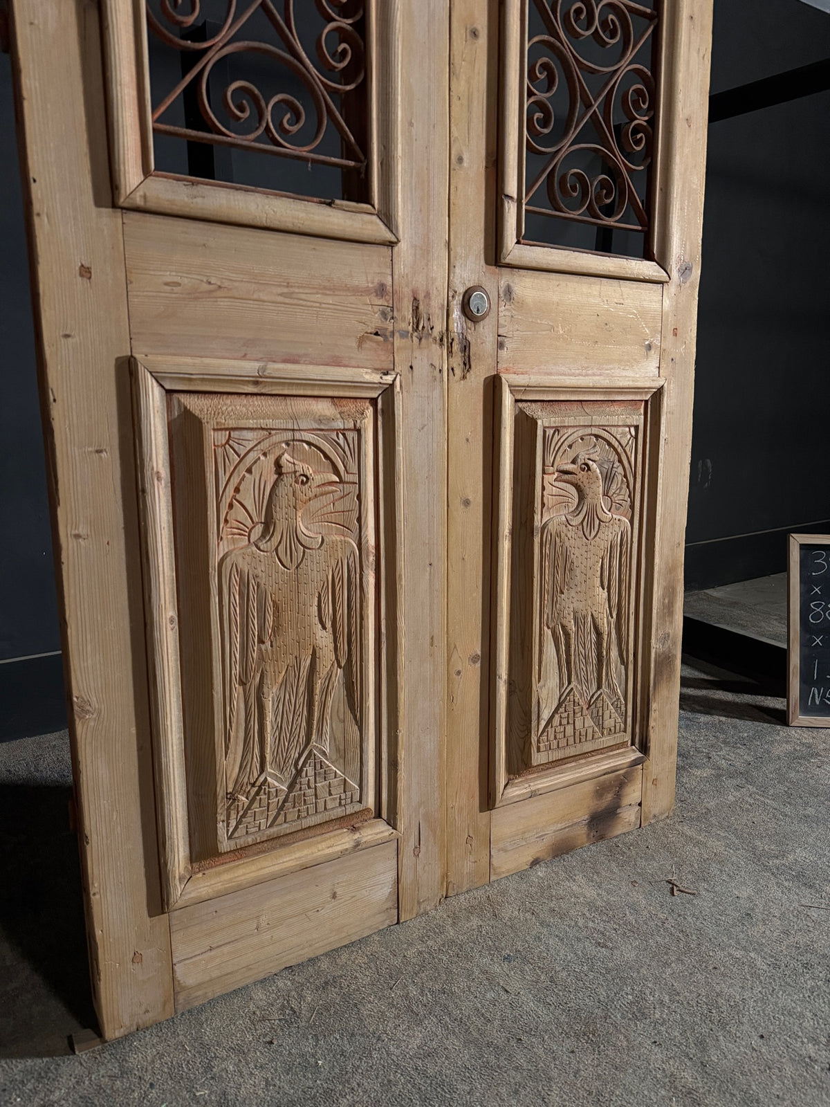 Antique Carved Iron French Doors - 39.75x88.5 - N505