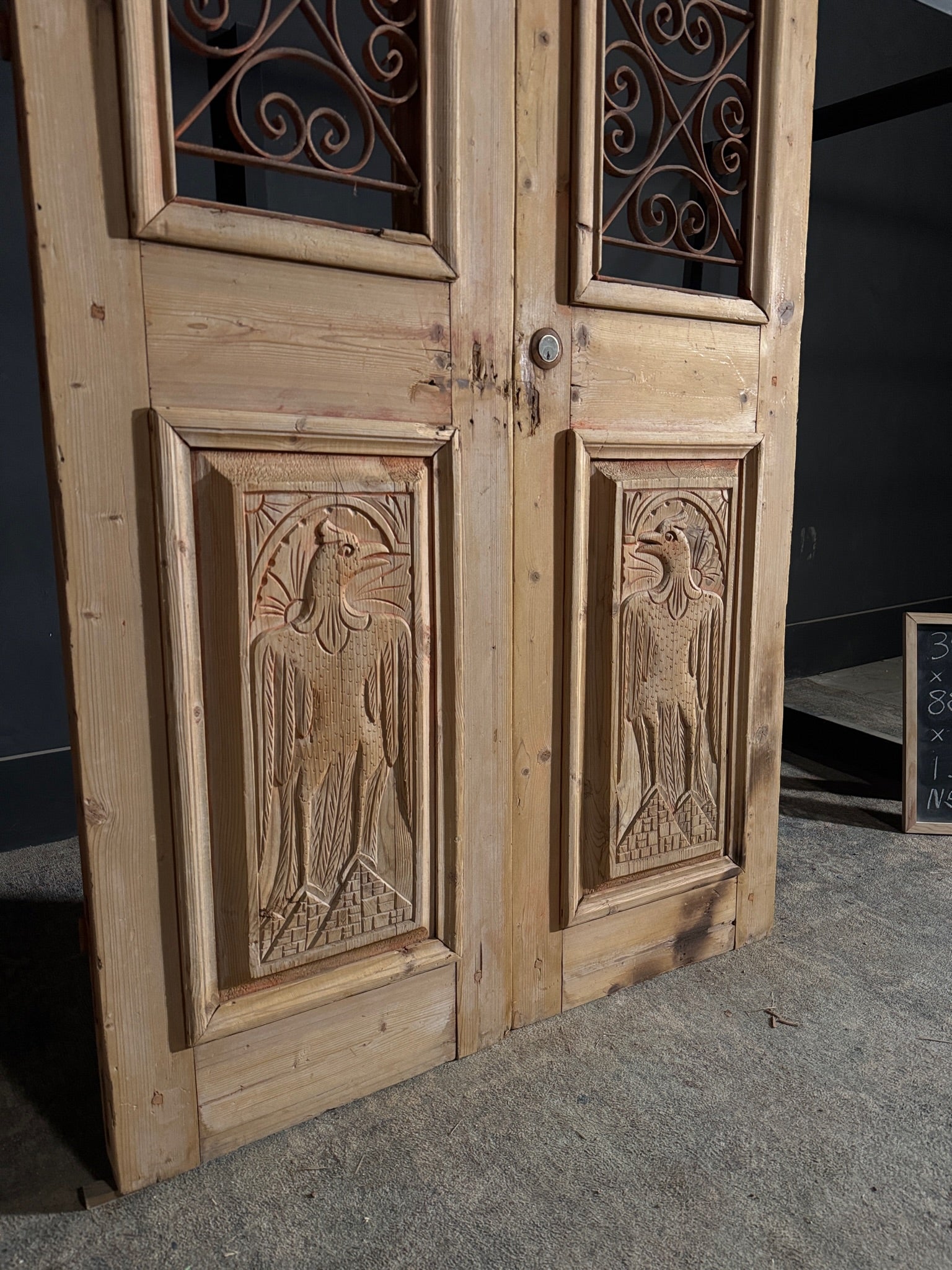 Antique Carved Iron French Doors - 39.75x88.5 - N505